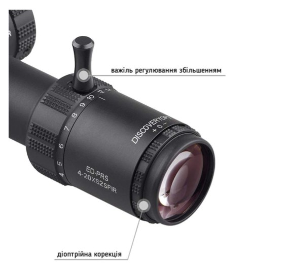 Приціл Discovery Optics ED-PRS 4-20x52 SFIR FFP (34 мм, підсвічування) Фото 3